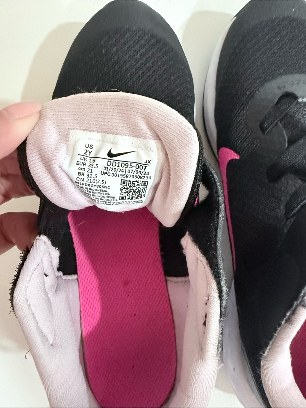 Nike Kids Black and Hot Pink Velcro Sneakers - Picture 7 of 7